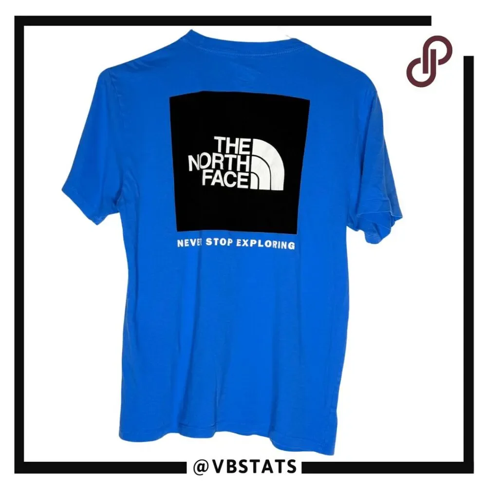 The North Face Mens Crewneck Short Sleeve Box NSE Logo T-Shirt Blue‎ Size Small